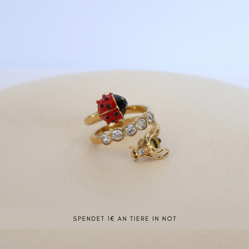 Ring mit Biene und Marienkäfer